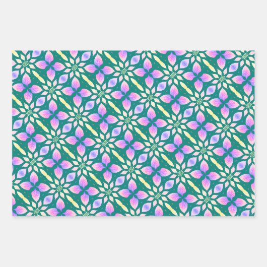 Farbige Petalen Geschenkpapier Set (Vorderseite)