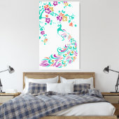 Farbige Pfau- und Kirschblüten Leinwanddruck (Insitu (Schlafzimmer))