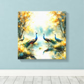 Farbige Pfauen Leinwand Kunst (Insitu (Holzboden))