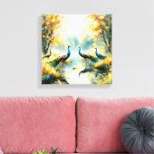 Farbige Pfauen Leinwand Kunst (Insitu (Wohnzimmer))
