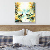 Farbige Pfauen Leinwand Kunst (Insitu (Schlafzimmer))