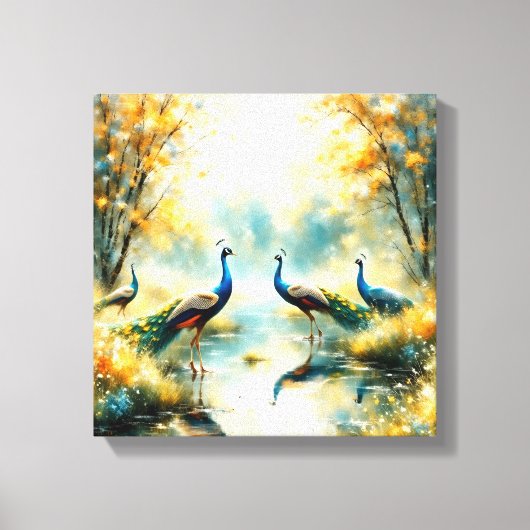 Farbige Pfauen Leinwand Kunst (Vorderseite)