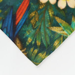 Farbige Pfauen und Papageien in tropischem Gold Fleecedecke