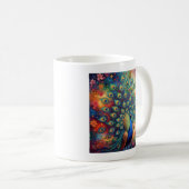 Farbige Pfauenfedern und Blumen Kaffeetasse (VorderseiteRechts)
