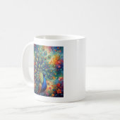 Farbige Pfauenfedern und Blumen Kaffeetasse (Vorderseite Links)
