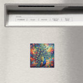 Farbige Pfauenfedern und Blumen Magnet (In Situ (Geschirrspüler))