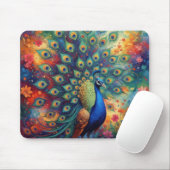 Farbige Pfauenfedern und Blumen Mousepad (Mit Mouse)
