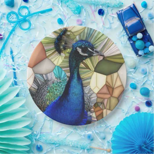 Farbige Pfauenmosaikpapier-Teller Pappteller (Party)