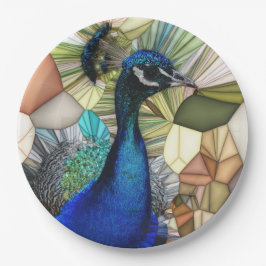 Farbige Pfauenmosaikpapier-Teller Pappteller