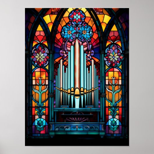 Farbige Pfeifenorgel Kathedrale Buntglas Kunst Poster (Vorne)