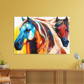 Farbige Pferde Lebendige Kunst Leinwanddruck (Insitu (Wohnzimmer))