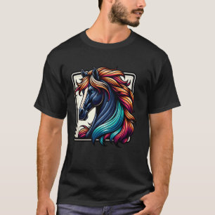 Farbige Pferdekopf-Profil-Illustration für Pferd T-Shirt