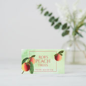 Farbige Pfirsiche auf der Green Watercolor Busines Visitenkarte (Stehend Vorderseite)