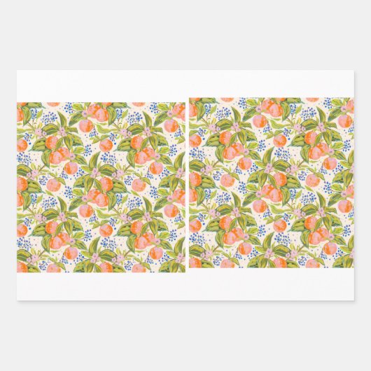 Farbige Pfirsiche mit Blume Geschenkpapier Set (Vorderseite 3)