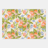 Farbige Pfirsiche mit Blume Geschenkpapier Set (Vorderseite)