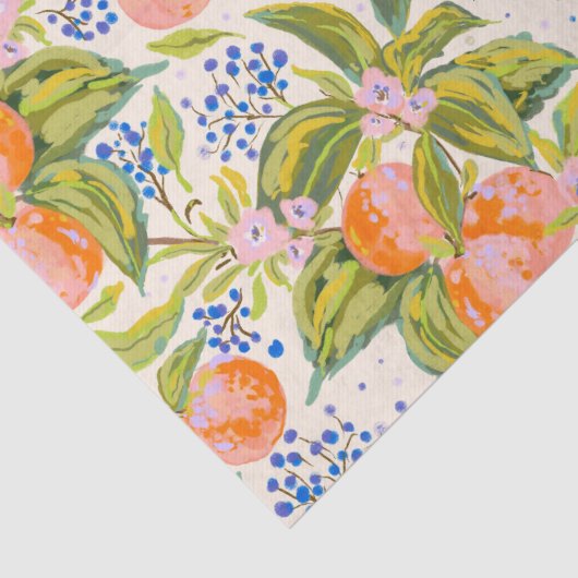 Farbige Pfirsiche mit Blume Seidenpapier (Detail)