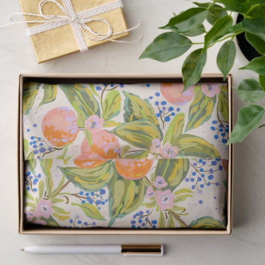 Farbige Pfirsiche mit Blume Seidenpapier (Geschenk)