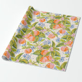 Farbige Pfirsiche mit Blumen Geschenkpapier (Ungerollt)