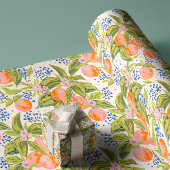 Farbige Pfirsiche mit Blumen Geschenkpapier