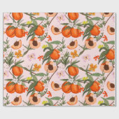 Farbige Pfirsiche mit Schmetterlingsmuster Geschenkpapier (Flach)