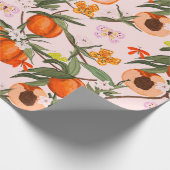 Farbige Pfirsiche mit Schmetterlingsmuster Geschenkpapier (Ecke)