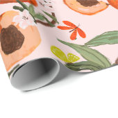 Farbige Pfirsiche mit Schmetterlingsmuster Geschenkpapier (Rolleneckpunkt)
