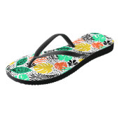 Farbige Pflanze und Punkte Flip Flops Badesandalen (Schrägansicht)