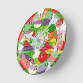 Farbige Pflanzenauswahl Runde Wanduhr (Winkel)