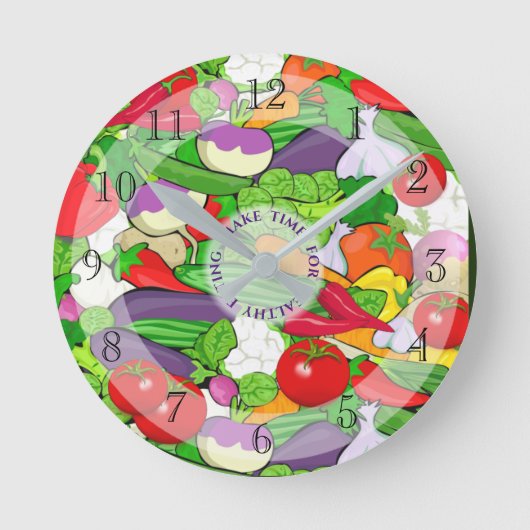 Farbige Pflanzenauswahl Runde Wanduhr (Vorderseite)