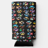 Farbige Pfoten drucken schwarz Selters Dosenkühler (Rückseite)