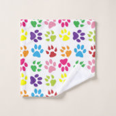 Farbige Pfoten, Hundepfoten, Katzenpaws Badhandtuch Set (Waschlappen)