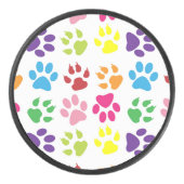 Farbige Pfoten, Hundepfoten, Katzenpaws Eishockey Puck (Vorderseite)