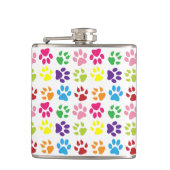 Farbige Pfoten, Hundepfoten, Katzenpaws Flachmann (Vorderseite)