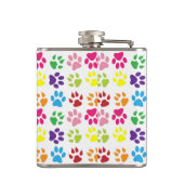 Farbige Pfoten, Hundepfoten, Katzenpaws Flachmann (Rückseite)