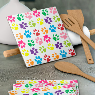 Farbige Pfoten, Hundepfoten, Katzenpaws Fliese