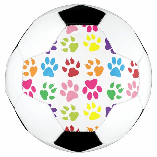 Farbige Pfoten, Hundepfoten, Katzenpaws Fußball (Vorderseite)