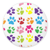 Farbige Pfoten, Hundepfoten, Katzenpaws Keramikknauf (Vorderseite)