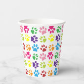 Farbige Pfoten, Hundepfoten, Katzenpaws Pappbecher (Vorderseite)