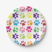 Farbige Pfoten, Hundepfoten, Katzenpaws Pappteller (Vorderseite)