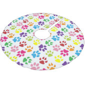 Farbige Pfoten, Hundepfoten, Katzenpaws Polyester Weihnachtsbaumdecke (Schrägansicht)