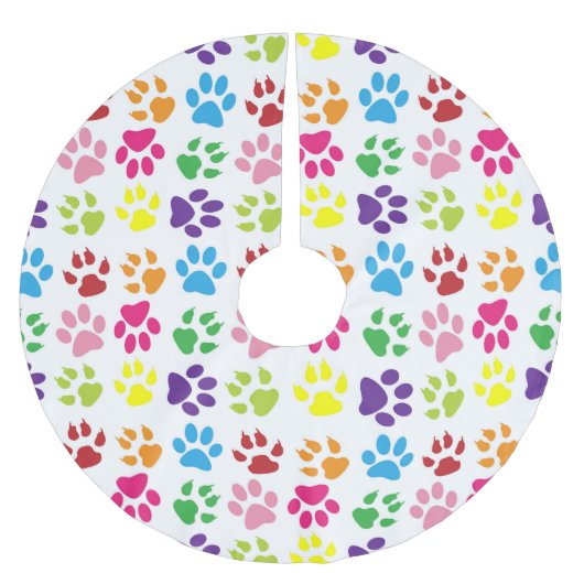 Farbige Pfoten, Hundepfoten, Katzenpaws Polyester Weihnachtsbaumdecke (Vorderseite)
