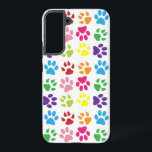 Farbige Pfoten, Hundepfoten, Katzenpaws Samsung Galaxy Hülle<br><div class="desc">Niedliches,  lustiges und hübsches Muster mit farbenfrohen Pfoten auf weißem Hintergrund. Modernes und trendiges Geschenk,  perfekt für den Hundeliebhaber in Ihrem Leben.</div>