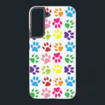 Farbige Pfoten, Hundepfoten, Katzenpaws Samsung Galaxy Hülle<br><div class="desc">Niedliches,  lustiges und hübsches Muster mit farbenfrohen Pfoten auf weißem Hintergrund. Modernes und trendiges Geschenk,  perfekt für den Hundeliebhaber in Ihrem Leben.</div>