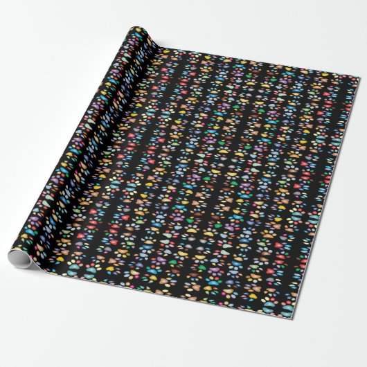 Farbige Pfotendrucke Geschenkpapier (Ungerollt)