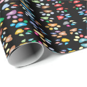 Farbige Pfotendrucke Geschenkpapier (Rolleneckpunkt)