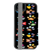 Farbige Pfotendrucke Incipio iPhone Geldbeutel-Hülle (Folio Rückseite)