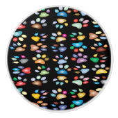 Farbige Pfotendrucke Keramikknauf (Vorderseite)