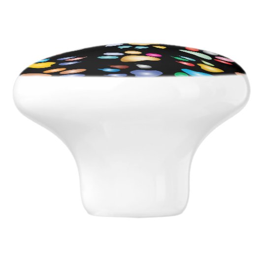 Farbige Pfotendrucke Keramikknauf (Seitenansicht)