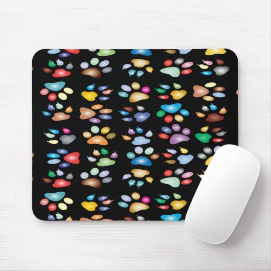 Farbige Pfotendrucke Mousepad (Mit Mouse)