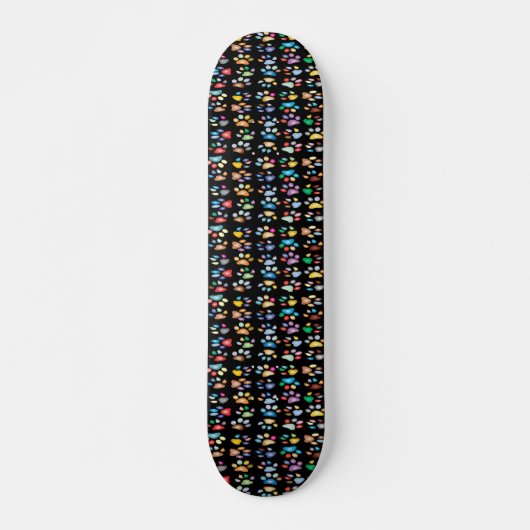 Farbige Pfotendrucke Skateboard (Vorne)